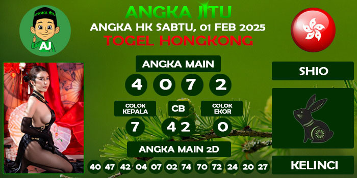 Prediksi Angka Jitu Hk Sabtu 01 Februari 2025