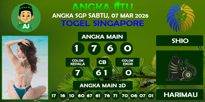 Prediksi Angka Jitu Sgp Sabtu 07 Maret 2026